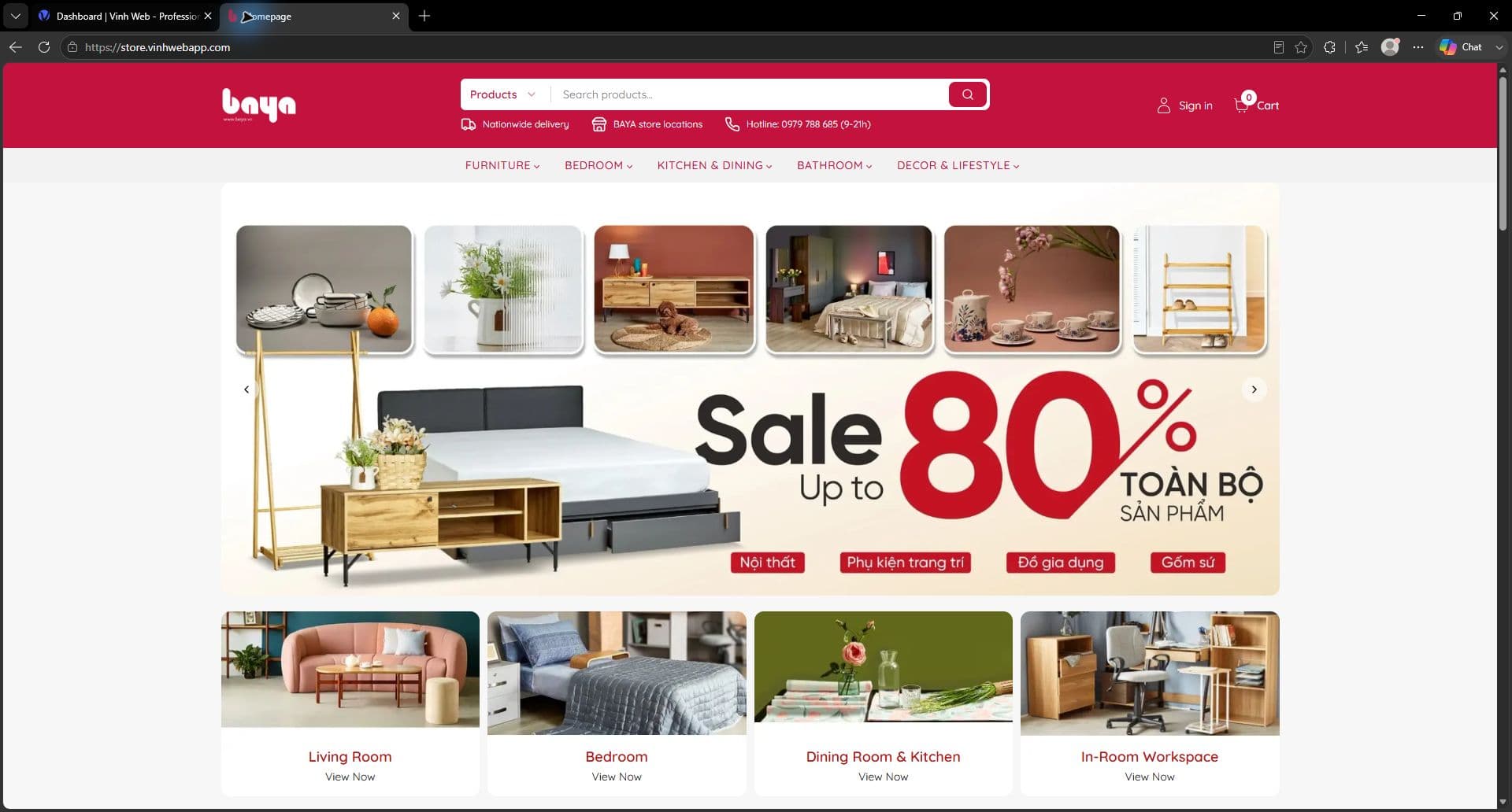 Baya Furniture Ecommerce Demo storefront