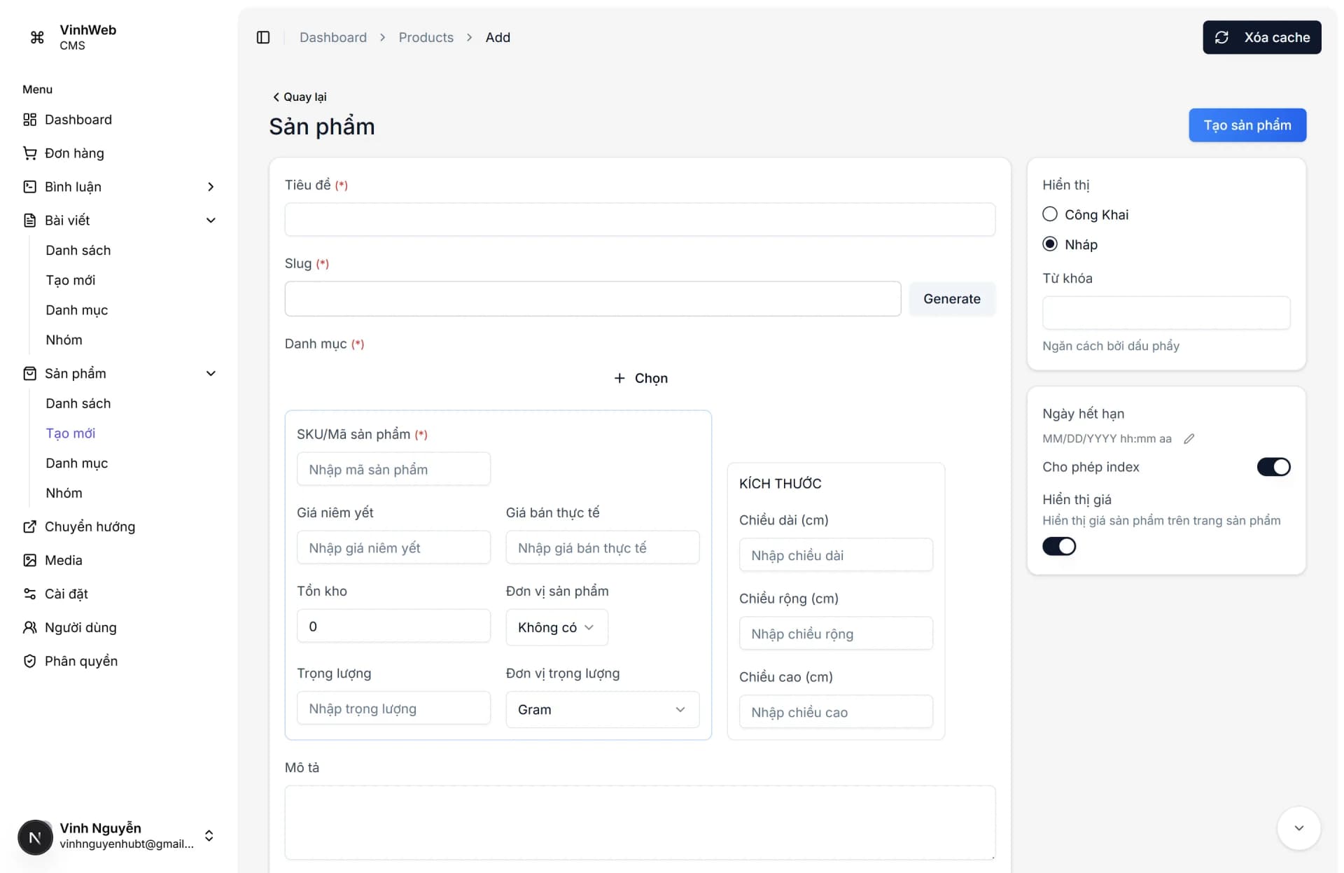 Ảnh Source Code CMS Dashboard Next.js 16 Prisma MongoDB Chuẩn SEO 8
