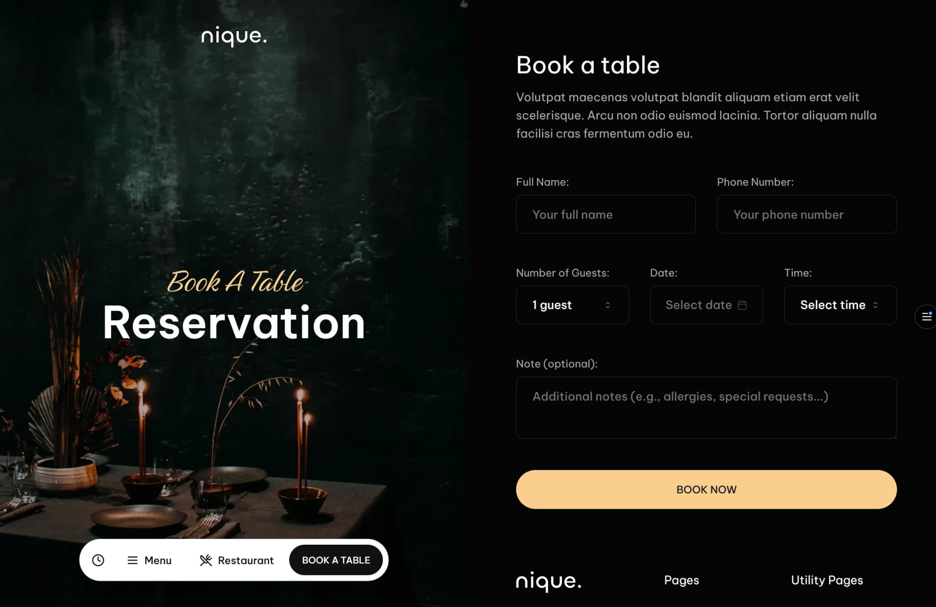 Ảnh Nique - Source Code Website Nhà Hàng Bằng Next.js, Tailwind CSS & Sanity CMS 3