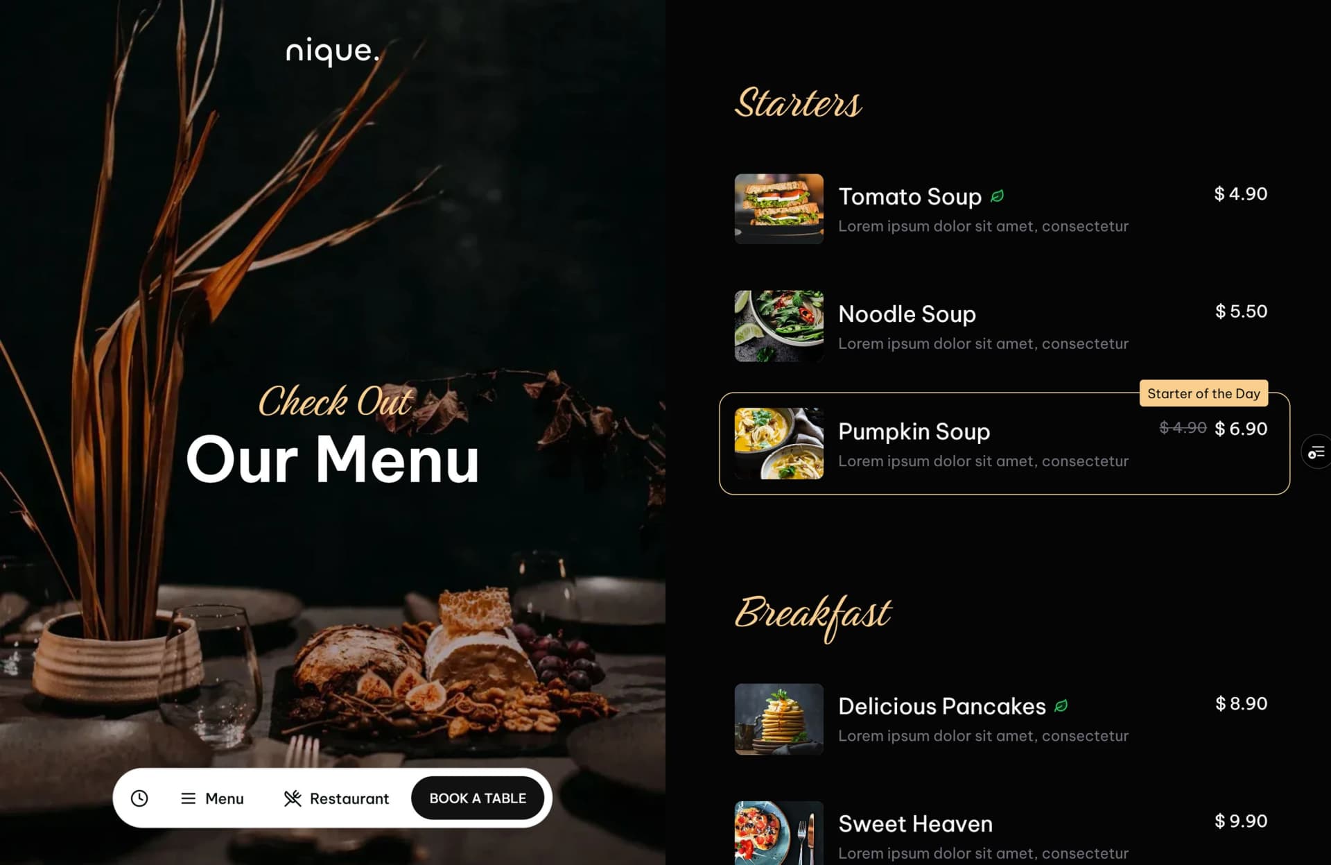 Ảnh Nique - Source Code Website Nhà Hàng Bằng Next.js, Tailwind CSS & Sanity CMS 2